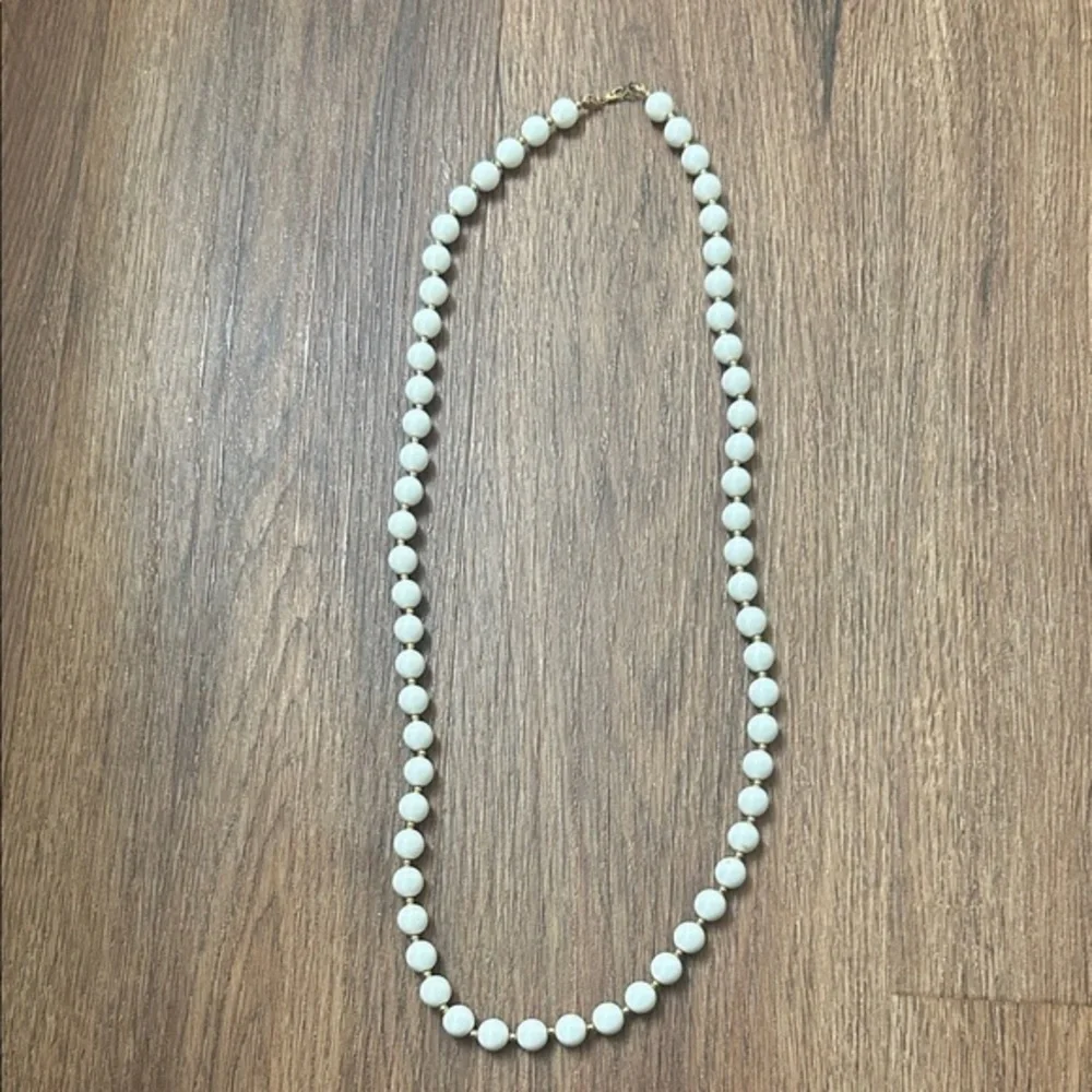 Vintage Monet White Gold Beaded Necklace